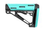 Hogue AR-15 / M16: OverMolded Collapsible Buttstock (Fits Mil-Spec Buffer Tube) - Aqua