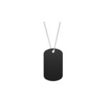 Aluminum Military Style Laser Engravable Dog Tag w/ Chain - Black