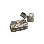 "Let's Go Brandon" Engraved Star Lighter (Zippo Style) with Tin Case - Matte Black