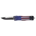 Armed Force Tactical Large Plain Drop Point OTF Knife -RWB American Flag