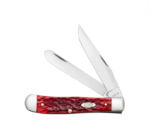 Case Peach Seed Jig Dark Red Bone CS Trapper Pocket Knife - 31950