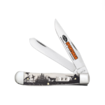 Case Sportsman Series Bird Dog Embellished Smooth Natural Bone Trapper Pocket Knife - 81224
